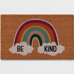 Be Kind Clouds And Rainbow Hand Drawing Doormat Home Decor