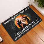 Warning Witch Properly Trespassers Halloween Themed Doormat Home Decor
