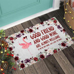 Cool Flamingo Good Friend And Good Wine Doormat Home Decor