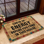 Check Ya Energy Before You Come Tropical Flowers Background Doormat Home Decor