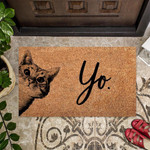 Yo Cat And Brown Background Doormat Home Decor