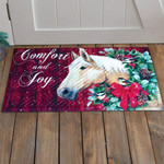 Comfort And Joy Horse With Christmas Wreath Doormat Home Decor