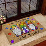 In This House Love Is Love LGBT Hats Gnomes Pattern Doormat Home Decor