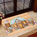 Lovely Gingerbread House Covered By Snow Doormat Home Decor
