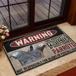 African Grey Parrot Warning This Property Is Protected Doormat Home Decor