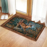 Lovely Deer Running In Forest Gift For Hunting Lovers Doormat Home Decor