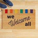 We Welcome All Rainbow Squares Pattern Doormat Home Decor