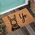 Yo Donkey And Brown Background Doormat Home Decor