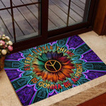 Everything Is Gonna Be Alright Peace Sign Sunflower Doormat Home Decor