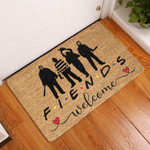 Welcome Fiends Brown Background Doormat Home Decor