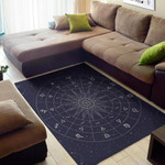 Mystery Zodiac Symbol Circle Pattern Background Print Area Rug