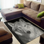 Cool Monochrome Wolf Pattern Background Print Area Rug