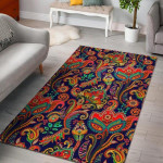 Red Flower Paisley Pattern Print Home Decor Rectangle Area Rug
