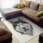 Lovely Siberian Husky Portrait Pattern Background Print Area Rug