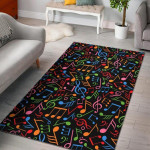 Colorful Music Note Pattern Print Home Decor Rectangle Area Rug