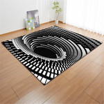 3D Black White Spiral The Curation Printed Area Rug Floor Mat