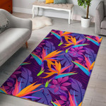 Floral Hawaiian Tropical Palm Leaves Pattern Print Area Rug