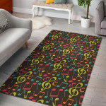 Music Note Colorful Pattern Print Home Decor Rectangle Area Rug