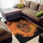 Cool Fire Skull Pattern Background Print Area Rug