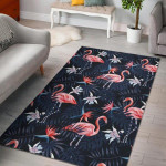 Flamingo Tropical Palm Leaves Hawaiian Floral Pattern Print Home Decor Rectangle Area Rug