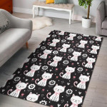 Kitten Floral Cat Pattern Print Home Decor Rectangle Area Rug