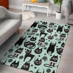 Black Kitten Cat Pattern Print Home Decor Rectangle Area Rug