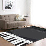 Black Background Piano Musical Note Printed Area Rug Floor Mat
