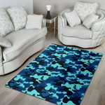 Black And Navy Camouflage Printed Area Rug Home Decor