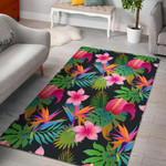 Floral Tropical Hawaiian Flower Hibiscus Palm Leaves Pattern Print Area Rug
