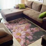 Cute Bright Pink Flower Pattern Background Print Area Rug