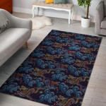 Chinese Wave Dragon Pattern Print Home Decor Rectangle Area Rug