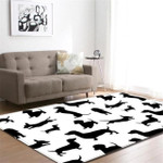 Black Dachshund Dog Silhouette Pattern Dog Lover Printed Area Rug Floor Mat
