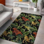 Dino Dinosaur Palm Leaf Pattern Print Home Decor Rectangle Area Rug