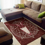 Cool Goat Skull Pentagram Pattern Background Print Area Rug