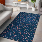 Snowflake Candy Cane Pattern Print Home Decor Rectangle Area Rug