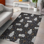 Floral Sloth Print Pattern Home Decor Rectangle Area Rug