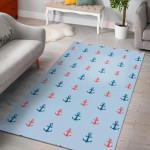 Red Anchor Nautical Pattern Print Home Decor Rectangle Area Rug