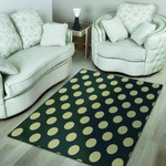 Blac Background Pale Yellow Polka Dots Printed Area Rug Home Decor