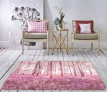 Beautiful Pink Forest Sunlight Printed Area Rug Home Decor