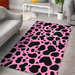 Black Cow Skin On Pink Printed Area Rug Home Decor