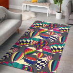 Colorful Hot Air Balloon Pattern Print Home Decor Rectangle Area Rug