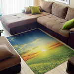 Lovely Sunrise Meadow Pattern Background Print Area Rug