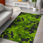 Black And Lime Green Camouflage Printed Area Rug Home Decor