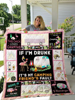 Camping Flamingo Quilt Blanket