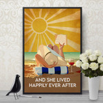And she lived happily ever after poster- Beach lover- Swimming- Book lover- Ocean- Beach poster- Wall decor art - Best gift