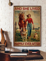 And she lived happily ever after girl with horse and dogs ( poster, no frame )