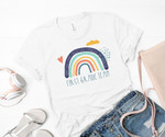 1st Grade Team Teacher Shirt | First Grade Rainbow of Inspirational Words TShirt | Stronger Together Unisex Back to School Crew T-Shirt