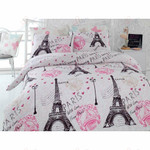 Paris Eiffel Tower With Love From Paris Bedding Set (Duvet Cover & Pillow Cases)