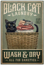 Black Cat Laundry Est 1957 Wash Your Hand Dry All Laundry Basket Pet Love Vintage Retro Art Home Wall Decor No Frame Poster