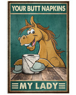 Horse Your Butt Napkins My Lady Funny Bathroom Poster Vintage Retro Art Picture Home Wall Decor Horizontal No Frame Full Size